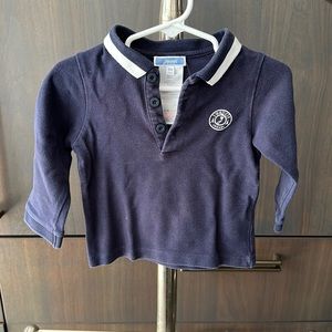 Jacadi - Size 18M L/Sleeve Polo T Shirt - Navy Blue.